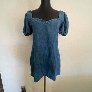 Zara Blue Denim Puff Sleeve Dress